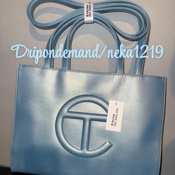 Medium Blue Ray Telfar Shopping Bag